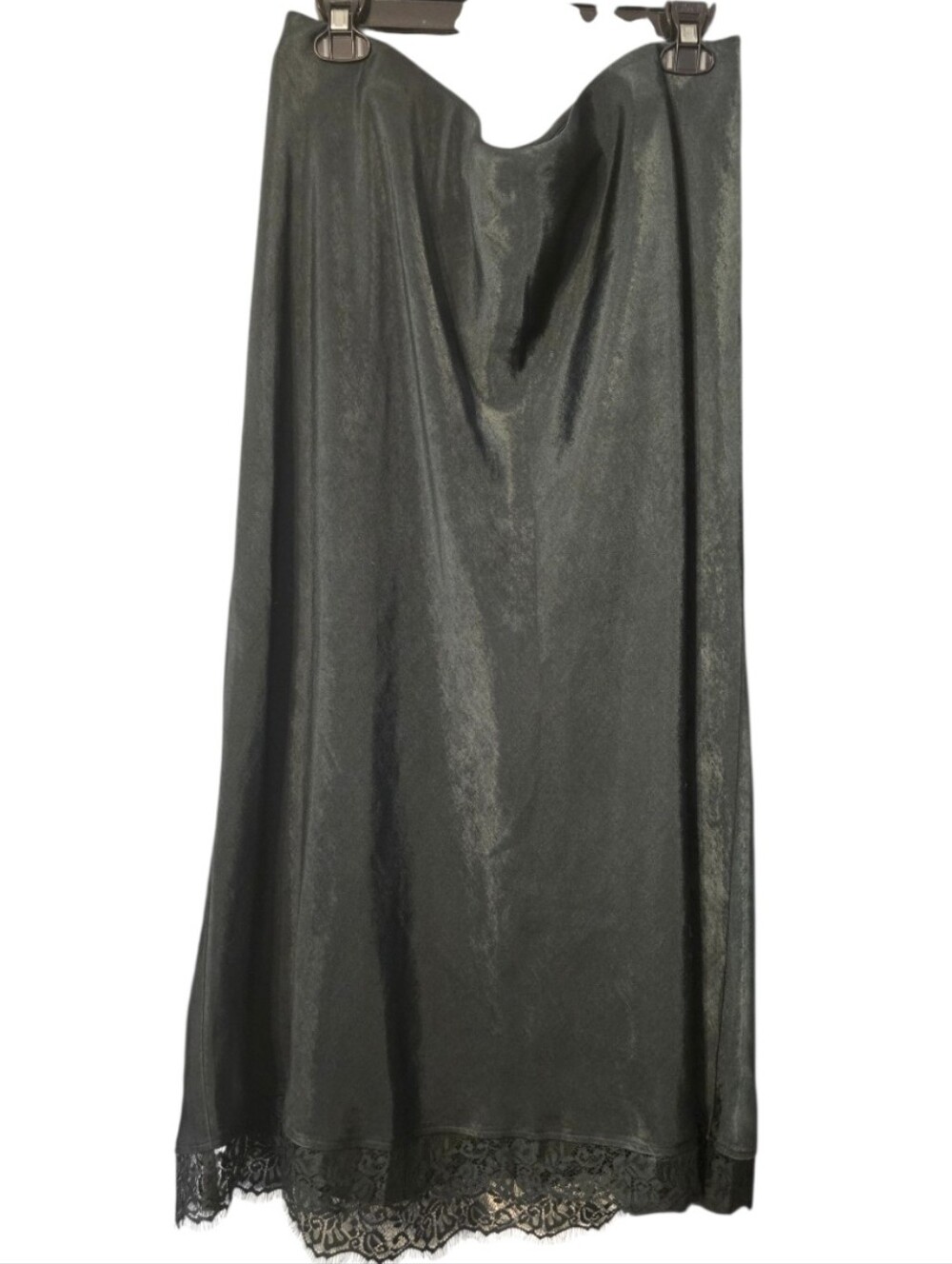 Terra & Sky Emerald Green Lace-Trim Maxi Slip Skirt Size 1X In EUC